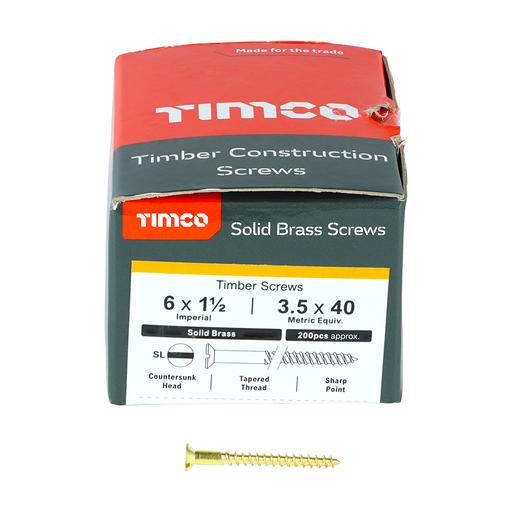 TIMco Solid Brass Woodscrews - SL - Countersunk 3.5x40mm