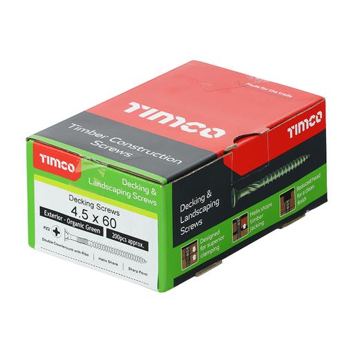 TIMCO Decking Screws - PZ - Double Countersunk - Exterior - Green (4.5 x 60, Box of 200)