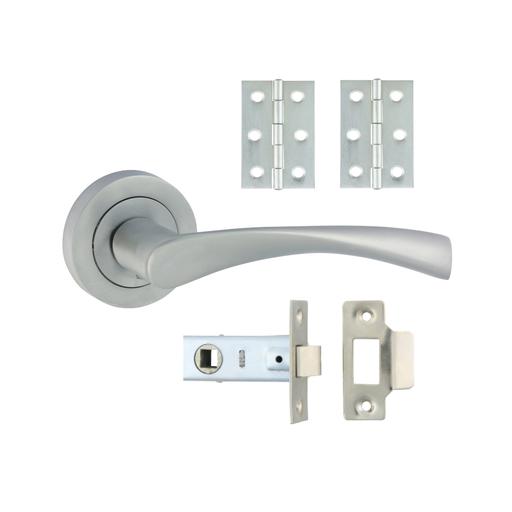 TIMCO Edleston Lever On Rose Door Pack - Satin Chrome (Mixed, Box of 1)