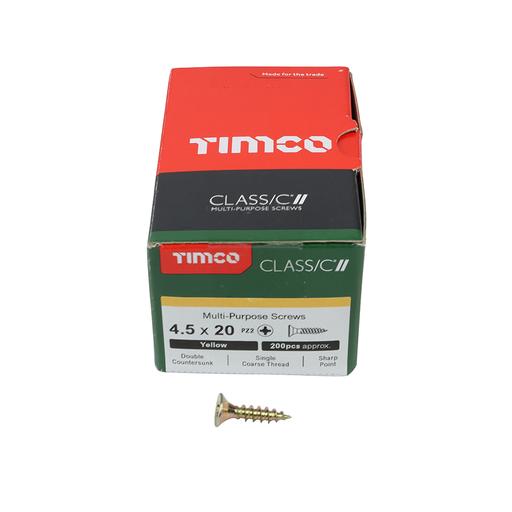 TIMco Classic Multi-Purpose Screws - PZ - Double Countersunk - Yellow 4.5x20mm