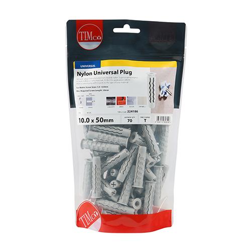 TIMCO Nylon Universal Plugs (10.0 x 50, TIMbag of 70)