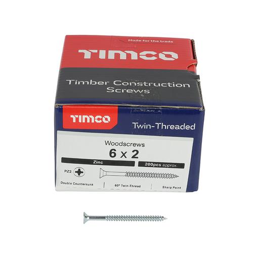 TIMco Twin-Thread Woodscrews - PZ - Double Countersunk - Zinc 3.5x50mm