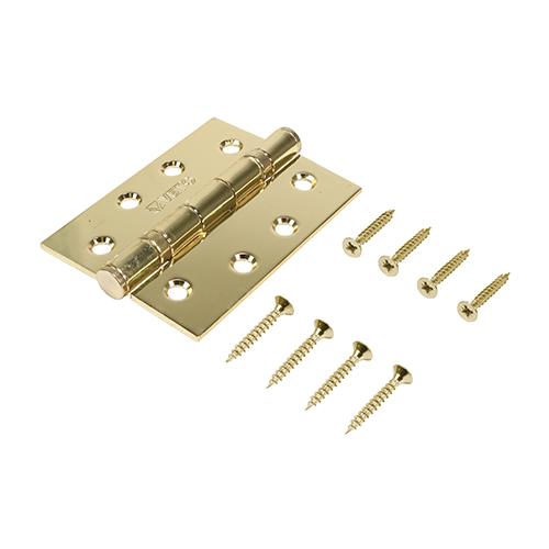 TIMCO Twin Ball Bearing Hinges - Steel - Electro Brass (102 x 76, Box of 1)