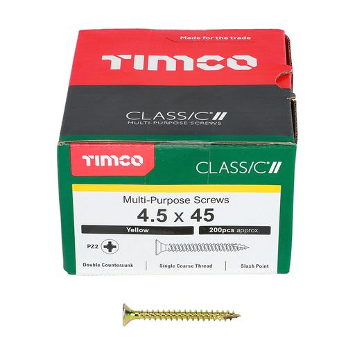 TIMco Classic Multi-Purpose Screws - PZ - Double Countersunk - Yellow 4.5x45mm