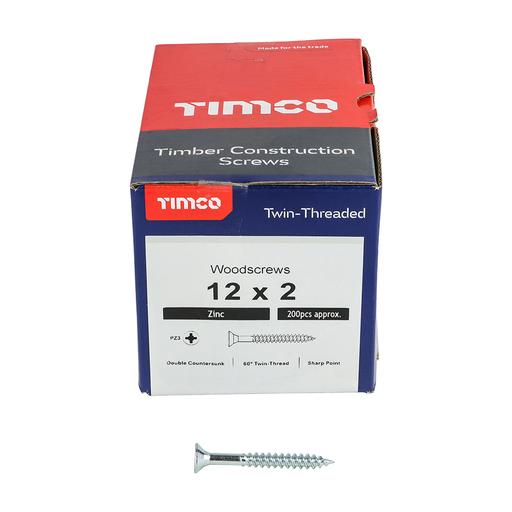 TIMco Twin-Thread Woodscrews - PZ - Double Countersunk - Zinc 6.0x50mm