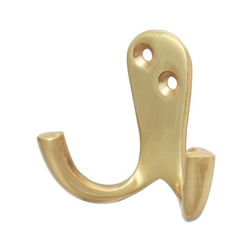 TIMCO Double Robe Hook - Polished Brass (47 x 24mm, Bag of 1)