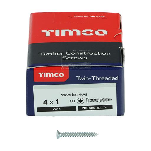TIMco Twin-Thread Woodscrews - PZ - Double Countersunk - Zinc  3.0x25mm