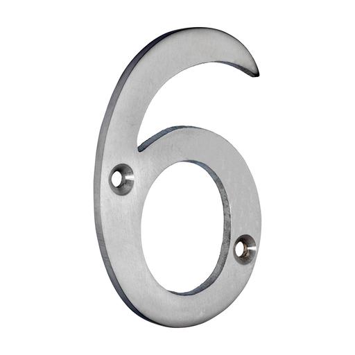 TIMCO Door Numeral 6 - Satin Chrome (75mm, Bag of 1)
