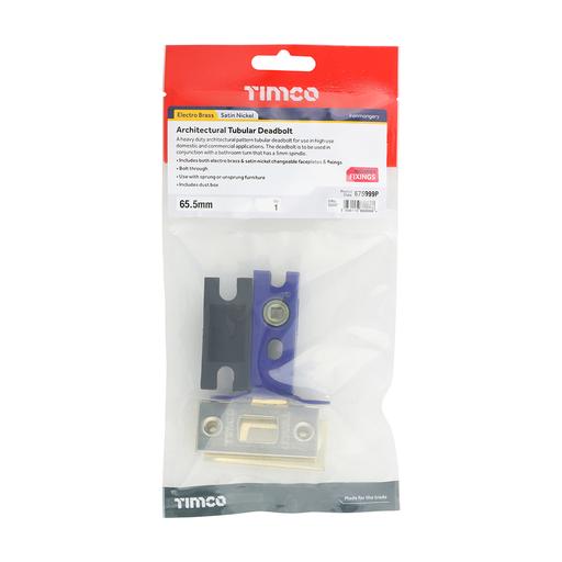 TIMCO Architectural Tubular Deadbolt - Electro Brass & Satin Nickel (65.5 case / 45 backset, TIMbag of 1)