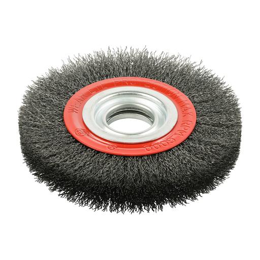 TIMCO Wheel Brush With Plastic Reducer Set - Crimped Steel Wire (150mm, Blister Pack of 1)
