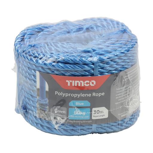 TIMCO Polypropylene Rope - Blue - Coil (6mm x 30m, Unit of 1)