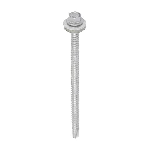 TIMCO Metal Construction Light Section Screws - Hex - Epdm Washer - Self-Drilling - Exterior - Silver Organic (5.5 x 100, Box of 100)