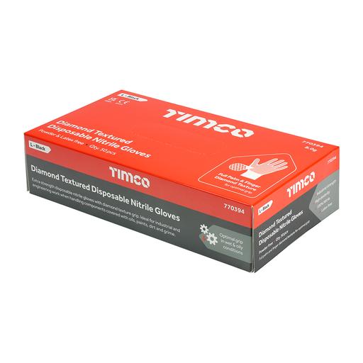 TIMCO Diamond Textured Disposable Nitrile Gloves (Large, Box of 50)