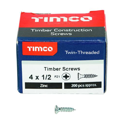 TIMco Twin-Thread Woodscrews - PZ - Double Countersunk - Zinc 3.0x12mm