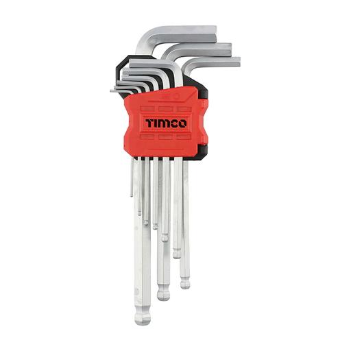 TIMCO Long Arm Ball End Hex Key Set (9pcs, Blister Pack of 9)