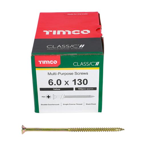 TIMco Classic Multi-Purpose Screws - PZ - Double Countersunk - Yellow 6.0x130mm