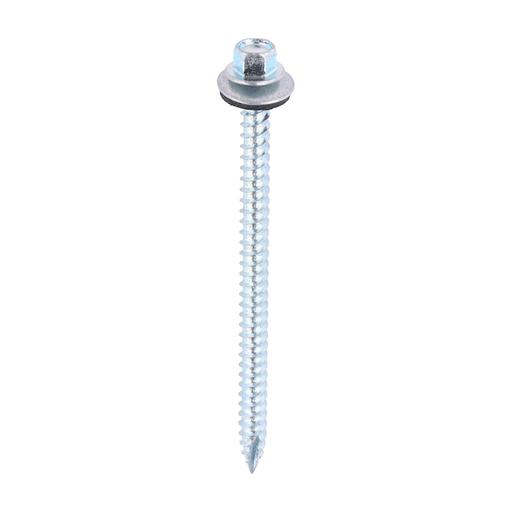 TIMCO Metal Construction Thin Sheet Metal To Timber Screws - Hex - Epdm Washer - Slash Point - Zinc (6.3 x 100, Bag of 100)
