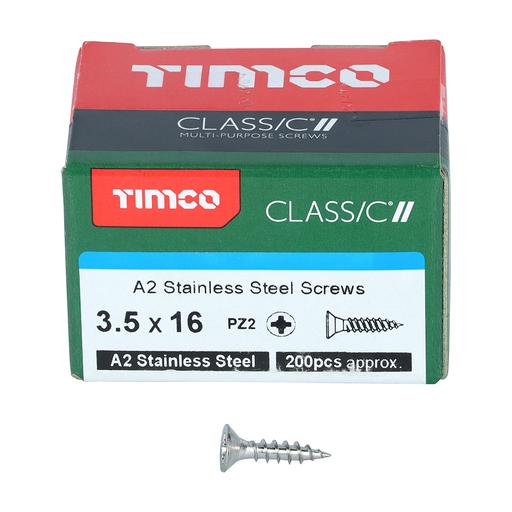 TIMco Classic Multi-Purpose Screws - PZ - Double Countersunk - Stainless Steel 3.5x16mm