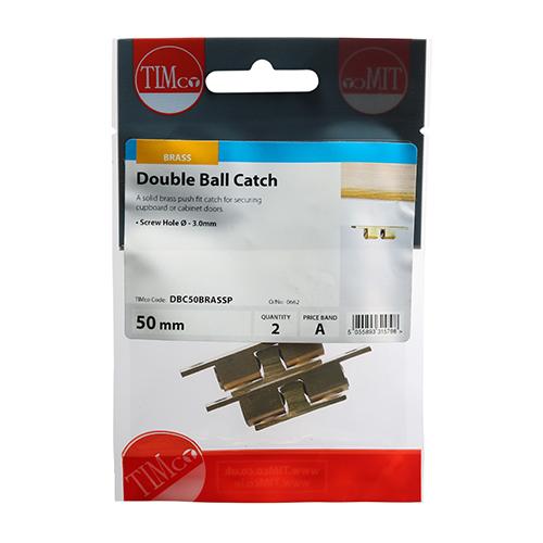 Brass Double Ball Catch, 50mm, 2pk