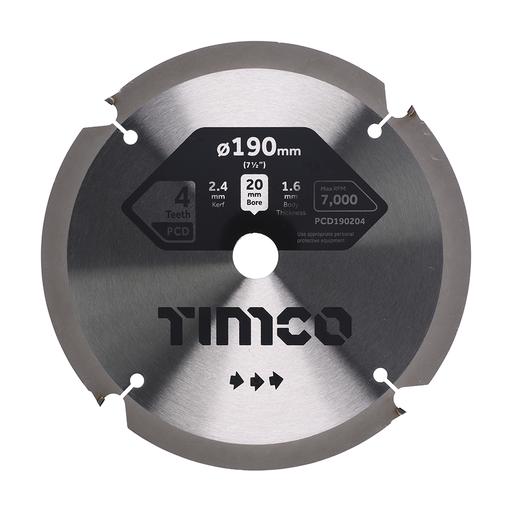 TIMCO Pcd Fibre Cement Saw Blade (190 x 20 x 4T, Clamshell of 1)