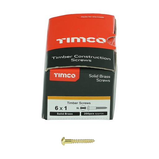 TIMco Solid Brass Woodscrews - SL - Round 3.5x25mm