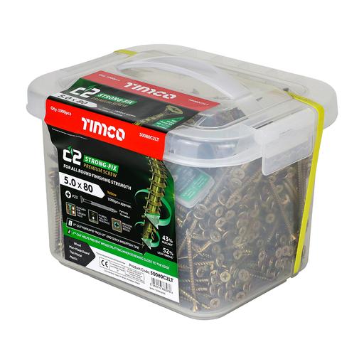 TIMCO C2 Strong-Fix - PZ - Double Countersunk - Twin-Cut - Yellow (5.0 x 80, Tub of 1000)