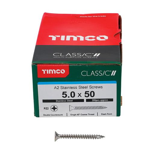 TIMco Classic Multi-Purpose Screws - PZ - Double Countersunk - Stainless Steel 5.0x50mm