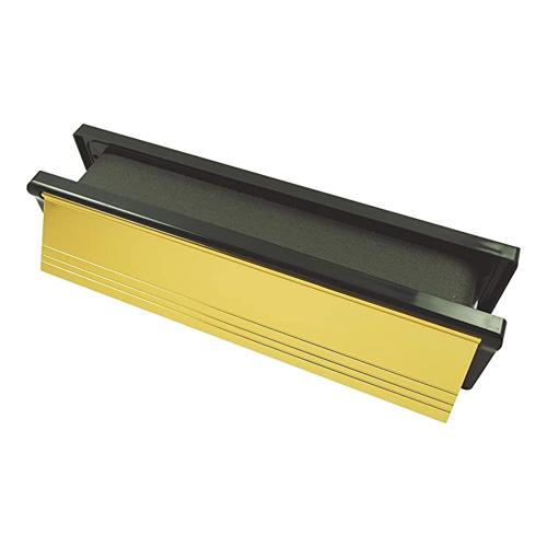 TIMCO Intumescent Letterbox - Polished Gold - Black Frame (272 x 70, Box of 1)