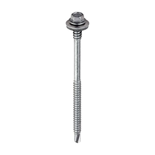 TIMCO Metal Construction Composite Panel Screws - Hex - Epdm Washer - Self-Drilling - Exterior - Silver Organic (5.5/6.3 x 98, Box of 100)