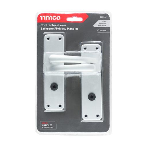 TIMCO Contractors Lever Bathroom|Privacy Handles - Satin Anodised Aluminium (154 x 40, Blister Pack of 1)