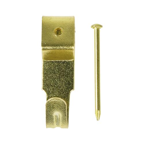 TIMCO Picture Hanging Hooks - Single - Electro Brass (No.2 Single, TIMpac of 12)