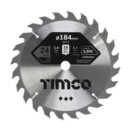 TIMCO Circular Saw Blade - General Purpose - Coarse/Medium (184 x 16 x 24T, Clamshell of 1)